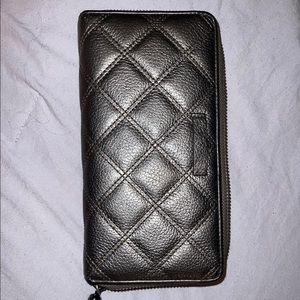 Cole Haan Grey Quilted Wallet with Tassel Zipper